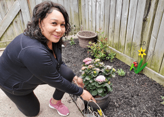 Tanya gardening